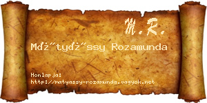 Mátyássy Rozamunda névjegykártya